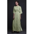 thumbnail image 3 of Bimba Rayon Quarterfoil Geometric Smocked Waist Printed Gown Maxi Side Slit LadiesÂ&nbsp;Dress-Large, 3 of 6