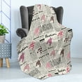 thumbnail image 4 of Newspaper Soft Flannel Fleece Blanket, Retro Style Newspaper Pages with Colorful Ornamental Elements Illustration, Cozy Plush for Indoor and Outdoor Use, 60" x 80", Black White Pink, by Ambesonne, 4 of 5