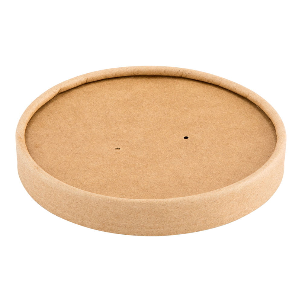 Bio Tek Round Bamboo Paper Soup Container Lid - Fits 8 and 12 oz - 200  count box