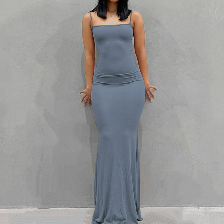 Rvkxad Womens Dress Maxi Bodycon Dress Sleeveless Slim Fitting