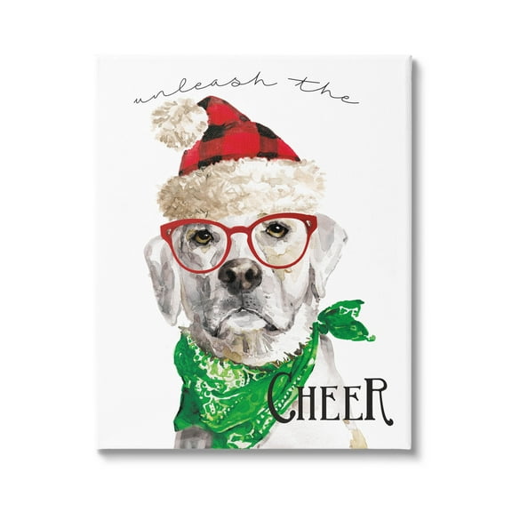 Stupell Industries Unleash The Cheer Holiday Dog Graphic Art Gallery Wrapped Canvas Print Wall Art, Design by Livi Finn