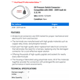 thumbnail image 2 of Oil Pressure Switch Connector - Compatible with 2008 - 2009 Audi A6 3.2L V6, 2 of 2