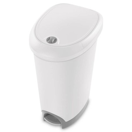 Sterilite 12.6 Gallon Locking StepOn Garbage Wastebasket, White | 10738002