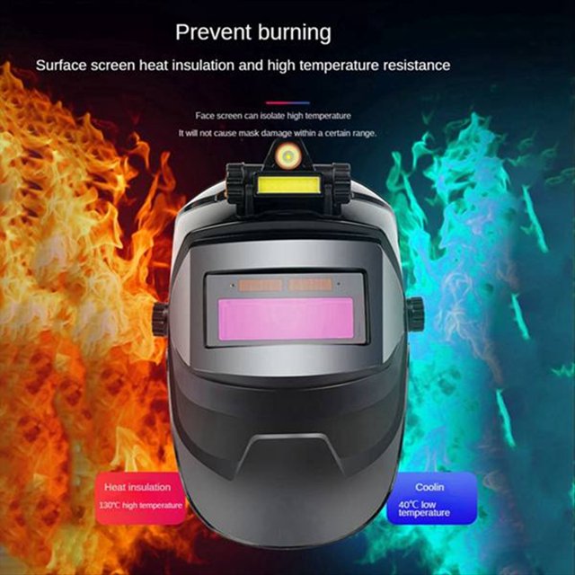MáScara de Cambio de Luz AutomáTico Inteligente con LáMpara de Cabeza MáScara Protectora MáScara de Soldadura con PelíCula Protectora