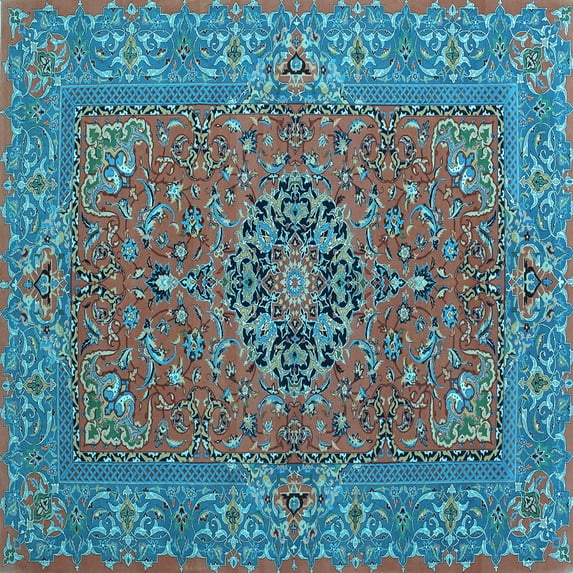 Ahgly Company Indoor Square Persian Light Blue Traditional Area Rugs, 7' Square