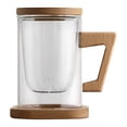 thumbnail image 1 of Glass Tea Infuser Cups with Strainer and Lid, Heat Resistance Borosilicate Glass Teacups Wood Handle - For Tea Lovers, 1 of 5