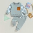 thumbnail image 3 of Gupgi 2Pcs Autumn Outfits for Baby Boy Checkered Sweatshirts Long Pants Set 0-3 Years, 3 of 8