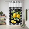 thumbnail image 6 of No Hook Shower Curtain, Yellow Lemon Shower Curtains for Bathroom with See Through Top Window, Summer Botanical Black White Checkered Waterproof & Washable Bath Curtain Narrow 54"x78", 6 of 9