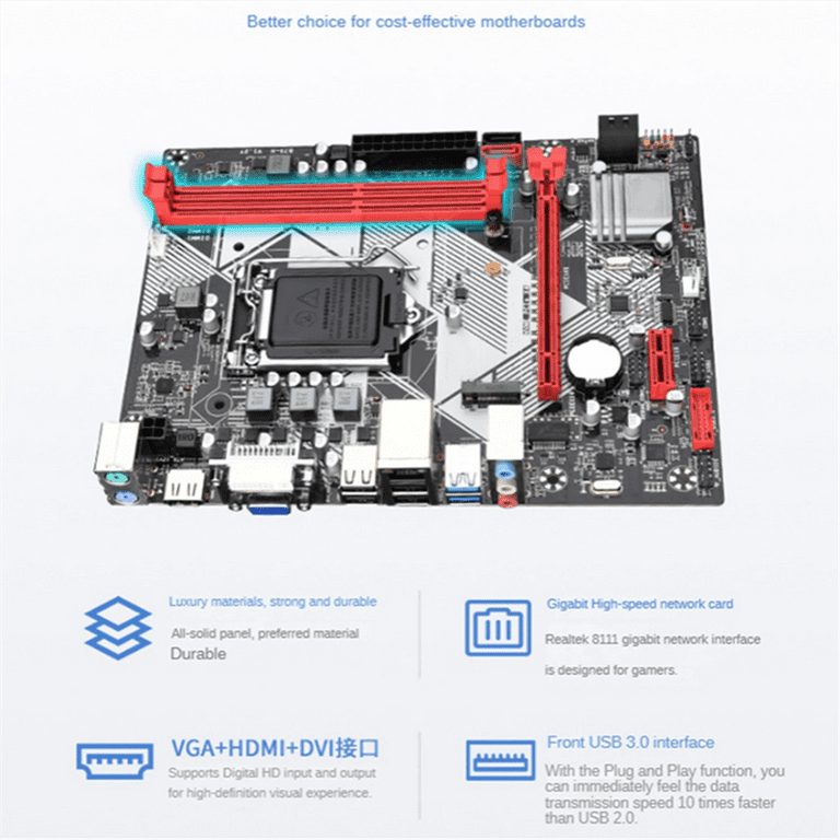 B75-H Desktop Motherboard +I3-3220 CPU +1X4G DDR3 1600MHz RAM LGA