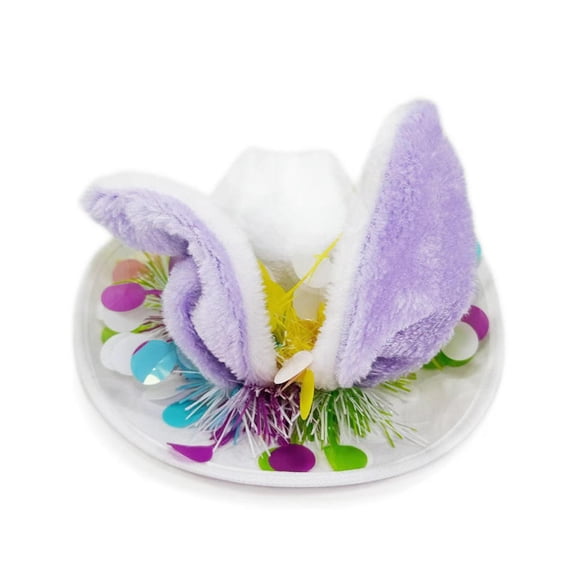 Children Colorful Bunny Ear Cowboy Hat for Easter Party Adorable Plush Rabbit Hat Kids Stage Performance Easter Gifts for Children