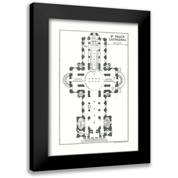 Bartholomew 11x14 Black Modern Framed Museum Art Print Titled - Saint Pauls Cathedral London UK - Bartholomew 1921
