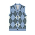 thumbnail image 7 of Resicozy Mens Sweater Vests Classic V-Neck Button Down Plaid Sleeveless Pullover Autumn Winter Warm Tank Tops Sky Blue XL, 7 of 7