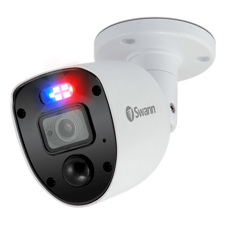 Swann - 1080p Enforcer™ Camera w/ Police Style Flashing Lights & Color Night Vision - White