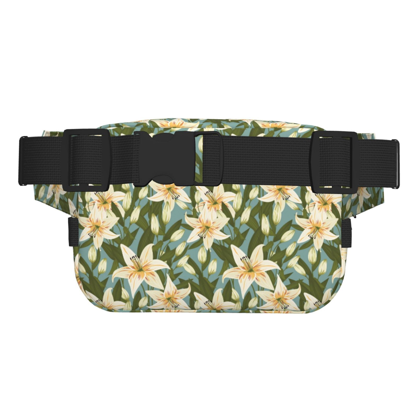 Picia Lilies Flowers Print Square Double-Layer Waist Bag Mini Adjustable Waist Belt Bag Exercise Running Travel Hiking