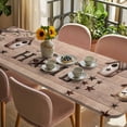 thumbnail image 3 of Sweet Home Table Cloths for 8 Foot Rectangle Tables, Western Stars Bird Houses Brown Wooden Grain Patio Waterproof Elastic Fitted Tablecloths, Washable Rectangular Table Cover for Camping, 3 of 8
