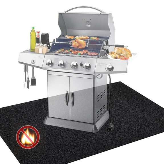 Under Grill Mat, 50 x 36 inch Premium Deck and Grill Mats, Reusable BBQ Patio Floor Protector Mats, Deck Griddle and Grill Protector Mat, Indoor Fireplace Mats, Fire and Oil Resistant, Easy to Clean