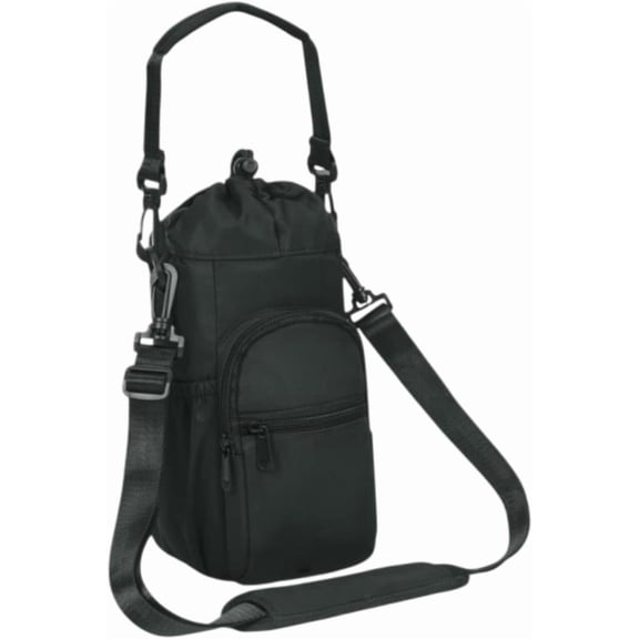 Universal Fit Water Bottle Bag with Adjustable Strap and Zip Pocket, Lightweight Oxford Cloth Carrier for Cycling, Hiking, and Outdoor Activities