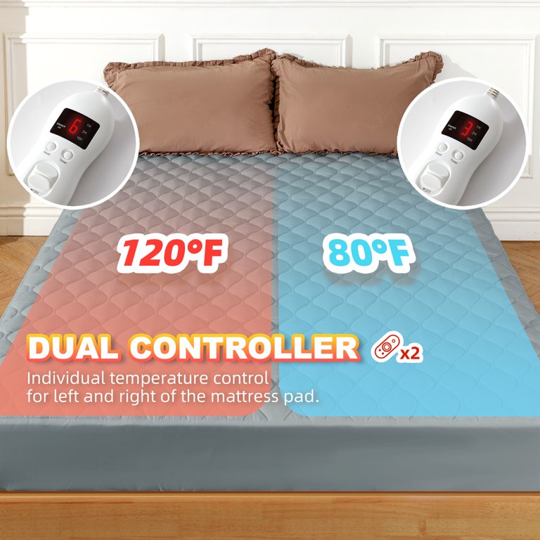 SERWALL Electric Heated Mattress Pad 8 Temperature Control Zone Auto Shut  off, King - Walmart.com