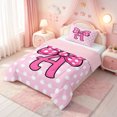 thumbnail image 2 of meiyoeat Pink Polka Dot Bow Monogram A Twin Comforter Sets For Girls,Cute Initial Design Bedding Set,Pink Reversible,2-Piece,1 Comforter and 1 Pillowcase, 2 of 7