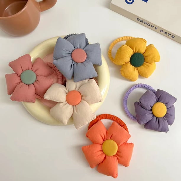 2 piezas de cuerda de cabeza de girasol para bebé, anillos para el cabello para ni?as, no da?an el cabello, flores bonitas, coleta, tocado, bandas de goma para ni?as, naranja LingWen 8390615986526