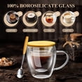 thumbnail image 6 of PARACITY Double Wall Glass Coffee Mugs set of 2 with Bamboo Lid/ Spoon, Insulated ClearEspresso Cups Set 5.5 OZ with Hand for Tea/ Cappuccino/ Latte/ Coffee, Borosilicate Glassware, 6 of 6