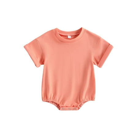 

Baby Boys Girls Summer Romper Short Sleeve Solid Color Bodysuit Newborn Clothes（0-24Months）