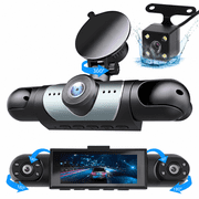 4-Channel Dash Cam with 1080P Front, Inside & Rear Cameras, Night Vision, HDR, G-Sensor, Loop Recording & 24HR Parking Mode