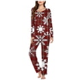 thumbnail image 1 of RKSTN Ensembles de Pyjama pour Femmes Imprimé de Noël Col en V Décontracté Haut Long Pantalon Ensemble de Pyjama Doux Confortable, 1 of 5