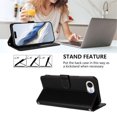 thumbnail image 3 of Wallet Leather Case For iPhone 17e / iPhone 16e 6.1",with Card Holder,wristband, Shockproof Kickstand Embossed Love Cat Phone Case,Black,For iPhone 17e / 16e, 3 of 8