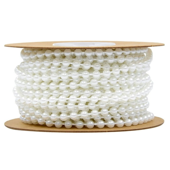 Worgeous 4MM Round Plastic Beads String Garland, 10M Roll for Wedding Jewelry, Bracelet Making, Pendant Decoration, White