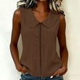 thumbnail image 2 of VBVC Women's Peter Pan Collar Sleeveless Tank Top, Ladies' Lightweight Eyelet Lace Trim Blouse, Casual Solid Color Summer Shirt For Women,Coffee,S-2XL, 2 of 8