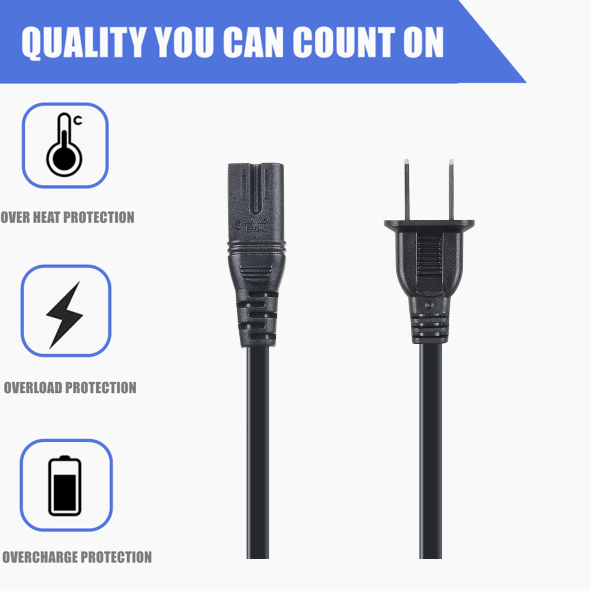 5ft AC Power Cord Outlet Socket Cable Plug Lead for The Singing Machine GPX J100S CD+G Portable Karaoke Party Singing Machine System SMDigital SM Digital CDG Karaoke System UL Listed Accessory USA