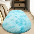 thumbnail image 3 of Soft Shaggy Rug for Bedroom, Oval Plush Fluffy Carpets for Living Room, Furry Carpet, Anti-Skid Fuzzy Comfy Rug, Oval Thick Area Rug for Living Room Bedroom Hotel Fashion Home Decorations, 3 of 6