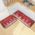 thumbnail image 7 of 2-Piece Kitchen Rugs Set Non-Slip Mats Carpet Floor for Kitchen, Bathroom (19.7"x27.6" & 19.7"x47.2") Red Christmas Tree and Lights, 7 of 7