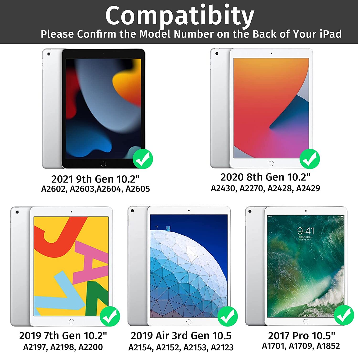 iPad Keyboard Case for iPad 10.2" 9th Gen 2021/8th Gen 2020, iPad Pro 10.5" Built-in Pencil Holder Backlit BT Keyboard Auto Sleep/Wake Function (Black) - image 2 of 13