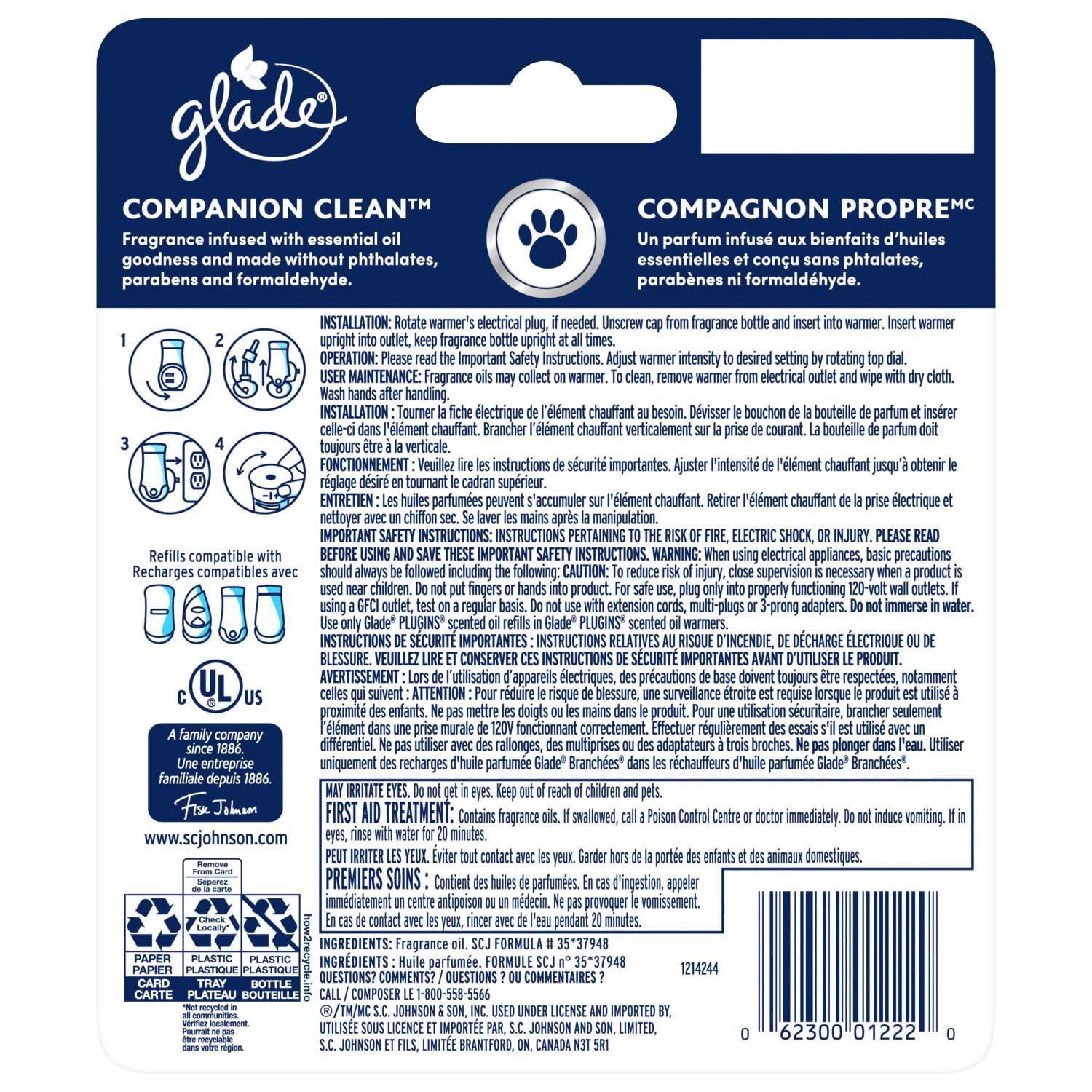 Glade PET Plugins® Air Freshener Oil, Companion Clean™