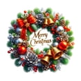 thumbnail image 2 of WEEEANT 5D DIY Diamond Painting Kit, Festive Christmas Wreath with Merry Christmas Message, 12x12 in Unframed Holiday Wall Art Decor Sparkling Gem Set, 2 of 4