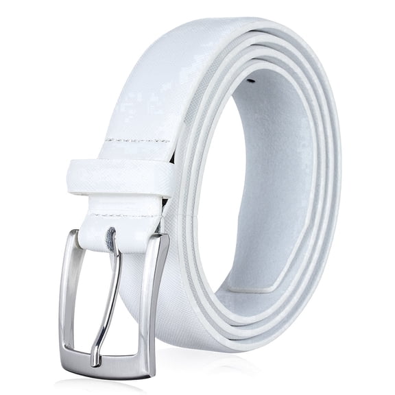 Men's Belt, Genuine Leather Dress Belts for Men - Classic & Fashion Design for Work Business and Casual (White, 46in)