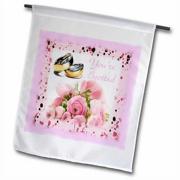 3dRose, Print of Wedding Bands Roses And Youre Invited, 12 x 18 inch Garden Flag