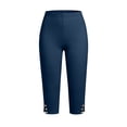 thumbnail image 2 of OGLCCG Women Capri Pants Plus Size Stretch Knee Length Leggings with Pockets Comfy Slim Fit Elastic Waist Casual Summer Ladies Pull On Capris,L, 2 of 6