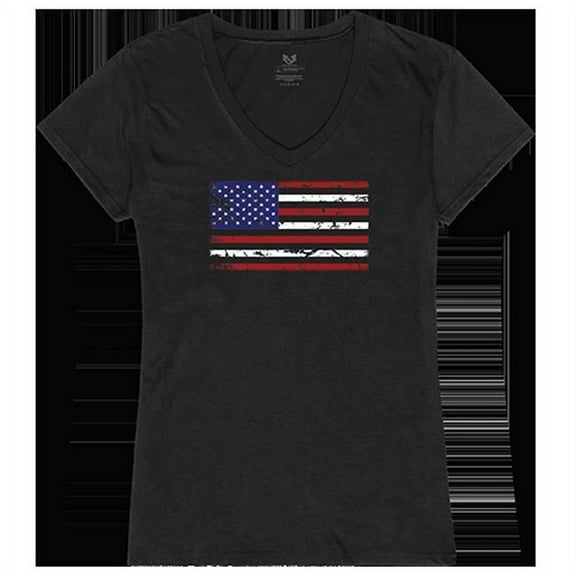 US Flag Graphic V-Neck T-Shirt, Black - Large