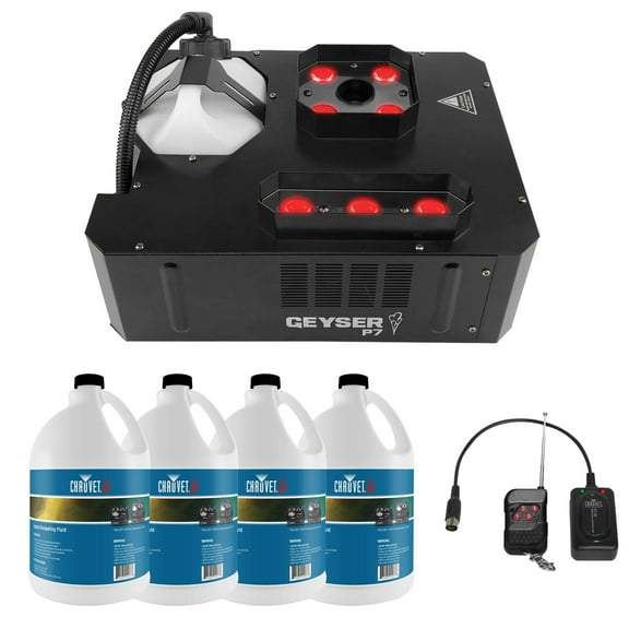 Chauvet DJ Geyser P7 RGBA UV Pyrotechnic-Like Fog Machine with Quick Dissipating Fog Fluid Package