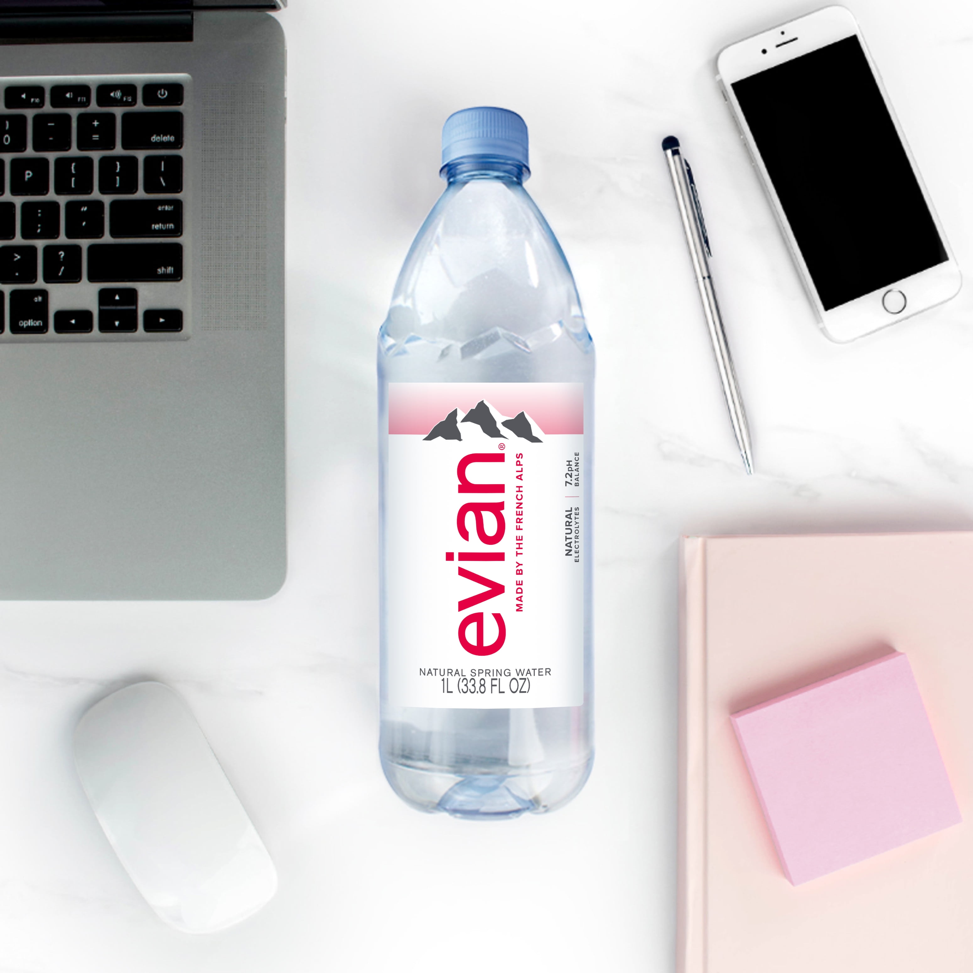 evian Natural Spring Drinking Water, 1 L, 12 Pack Bottles (2 Packs of 6)