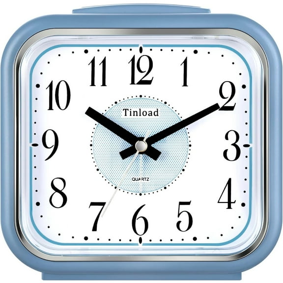 5.5" Large Analog Alarm Clock Silent Non Ticking, Gentle Wake, Beep Sounds, Increasing Volume, Battery Operated Snooze and Manual Light, Easy Set