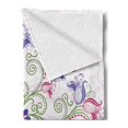 thumbnail image 2 of Mandala Soft Flannel Fleece Throw Blanket, Round Flower Frame Design Classical Vintage Floral Art Ottoman Tulips, Cozy Plush for Indoor and Outdoor Use, 50" x 70", Purple Green White, by Ambesonne, 2 of 5