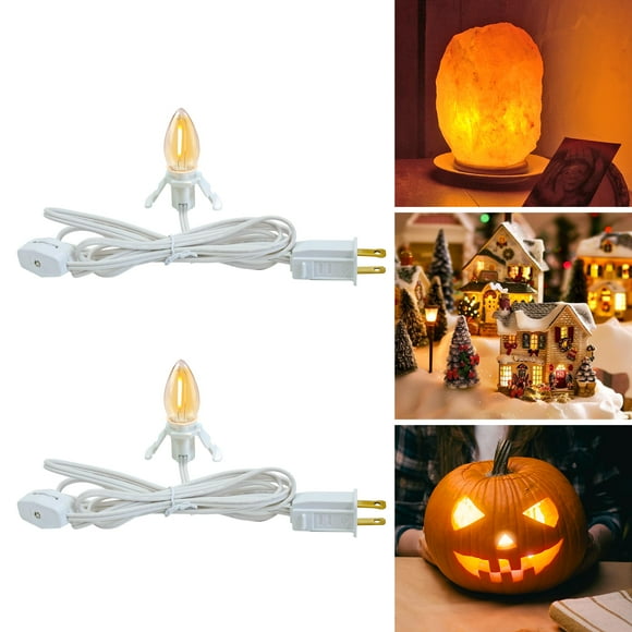 FUTIME Ensemble de 2 Cordons Accessoires avec une Ampoule Led 6 Pieds Moule à Souffler Lumière Intérieure Guirlande Lumineuse, Lampe C7 avec Fusible de Rechange pour Décorations d'Halloween et de Noël. Décoration de Maison de Village Artisanat