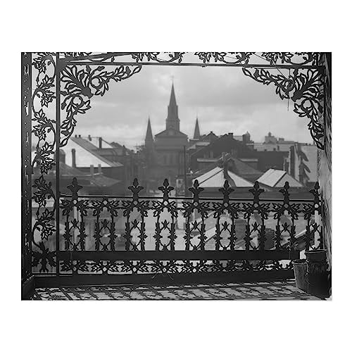 HISTORIX Vintage 1920 A Vista Through Iron Lace Photo Print - 8x10 Inch Vintage Photo of A Vista Through An Iron Lace in New Orleans Wall Art Poster
