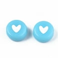 thumbnail image 3 of 50g Opaque Acrylic Beads with Enamel Flat Round with Heart Mixed Color 6.5x7x4mm Hole: 1.6mm 360~370pcs/50g, 3 of 4