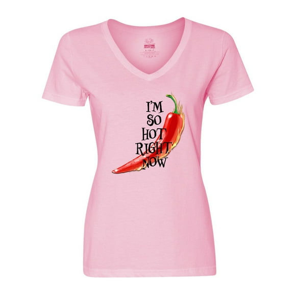 Inktastic I'm So Hot Right Now Chili Pepper on Fire Women's V-Neck T-Shirt
