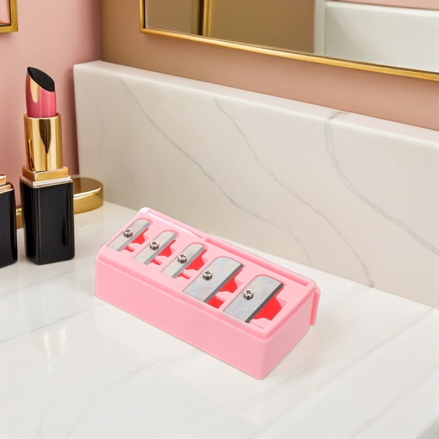 unbranded 2Ud Sacapuntas De Maquillaje Rosa Con 5 Orificios Y Tapa Para Lápices De Y Ojos